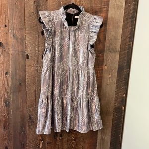 Marie Oliver Silver Metallic Dress Size XS